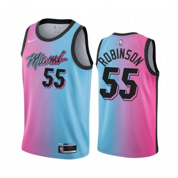 Personalized Men’s Duncan Robinson Miami Heat Basketball Jersey Pink Blue