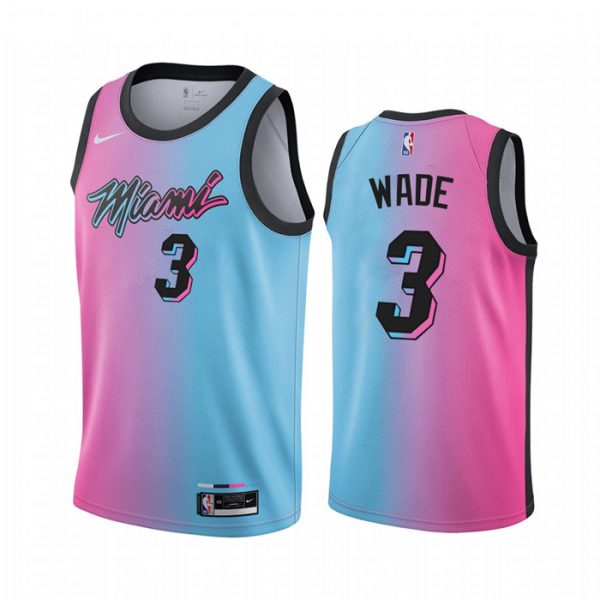 Personalized Men’s Dwyane Wade Miami Heat Basketball Jersey Pink Blue