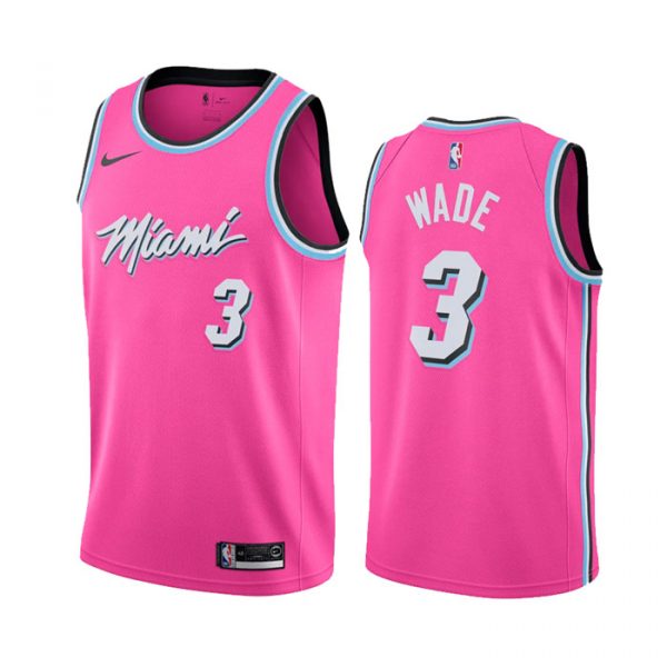 Personalized Men’s Dwyane Wade Miami Heat Basketball Jersey Pink Blue