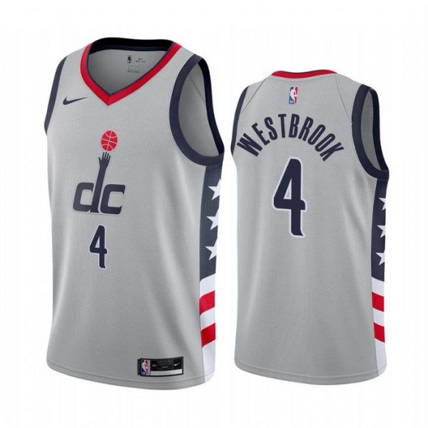 Personalized Men’s Russell Westbrook Washington Wizards Basketball Jersey Gray