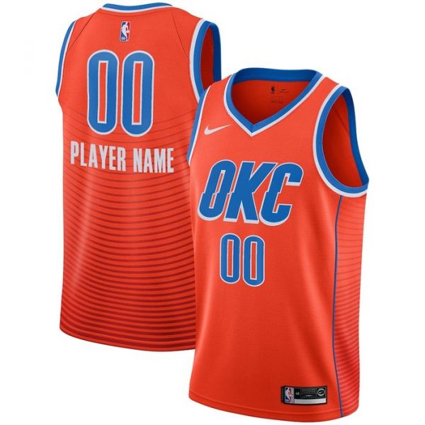 Personalized Men’s Oklahoma City Thunder Basketball Jersey Orange