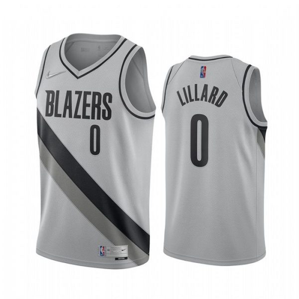 Personalized Men’s Damian Lillard Portland Trail Blazers Basketball Jersey Gray