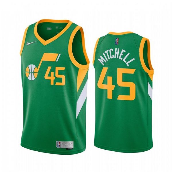 Personalized Men’s Donovan Mitchell Utah Jazz Basketball Jersey Green Earned