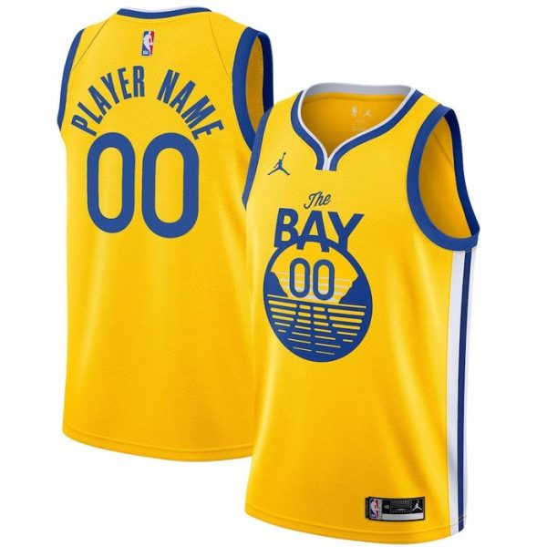 Personalized Men’s Golden State Warriors Basketball Jersey Gold