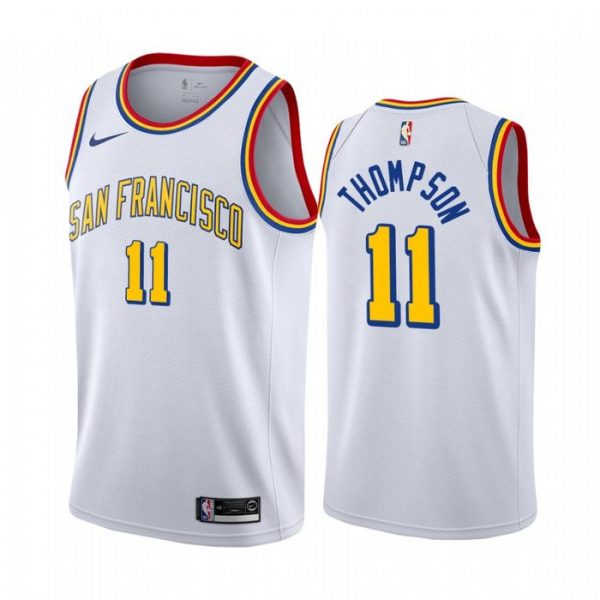 Personalized Men’s Klay Thompson Golden State Warriors Basketball Jersey White Classic
