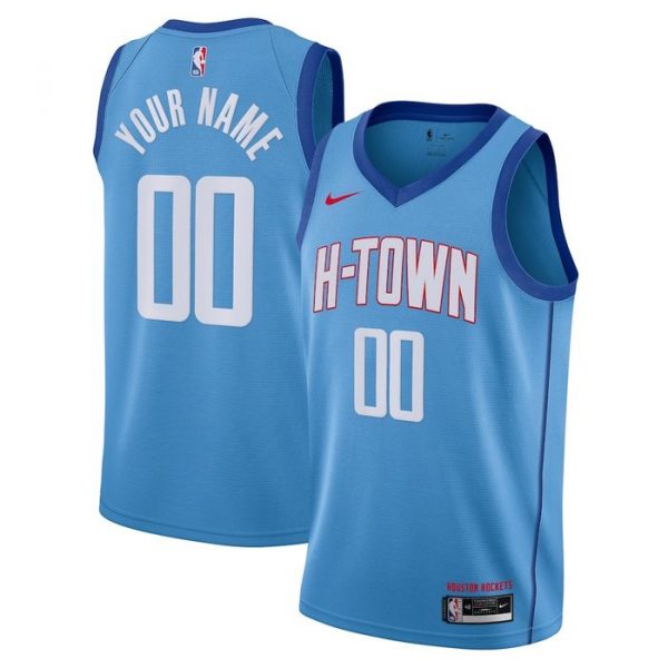 Personalized Men’s Houston Rockets Basketball Jersey Blue