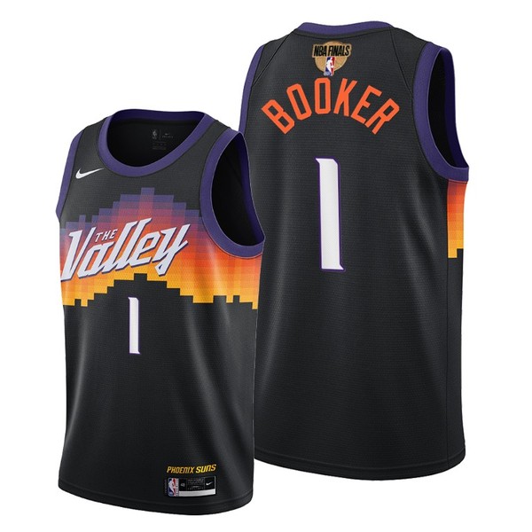 Personalized Men’s #1 Devin Booker Phoenix Suns 2021 NBA Finals Jersey Black City Editon