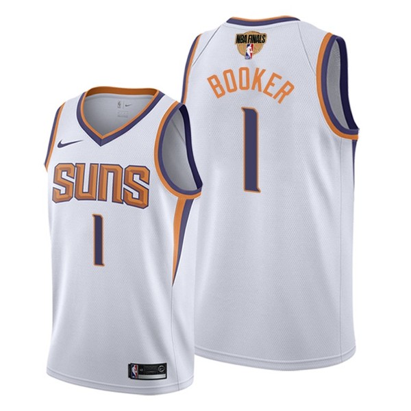 Personalized Men’s #1 Devin Booker Phoenix Suns 2021 NBA Finals Jersey White Association