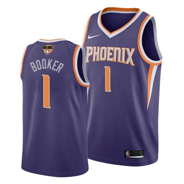Personalized Men’s #1 Devin Booker Phoenix Suns 2021 NBA Finals Jersey Purple Icon Editon