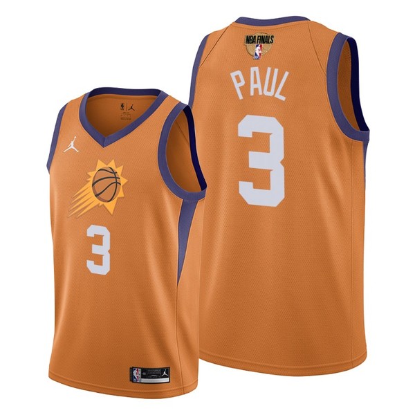 Personalized Men’s #3 Chris Paul Phoenix Suns 2021 NBA Finals Jersey Statement Orange
