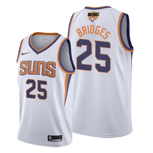 Personalized Men’s #25 Mikal Bridges Phoenix Suns 2021 NBA Finals Jersey White Association