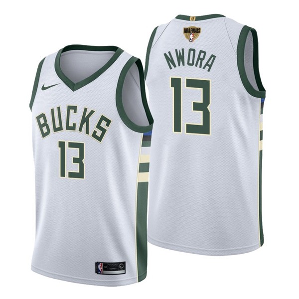 Personalized Men’s #13 Jordan Nwora Milwaukee Bucks 2021 NBA Finals Jersey White Association