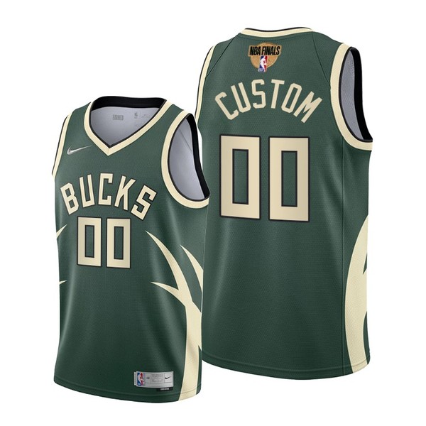 Personalized Men’s Milwaukee Bucks 2021 NBA Finals Jersey Green Earned