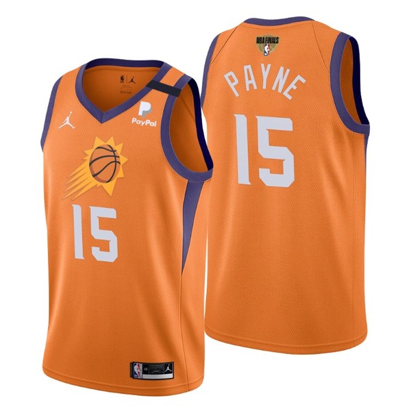 Personalized Men’s #15 Cameron Payne Phoenix Suns 2021 NBA Finals Jersey Statement Orange