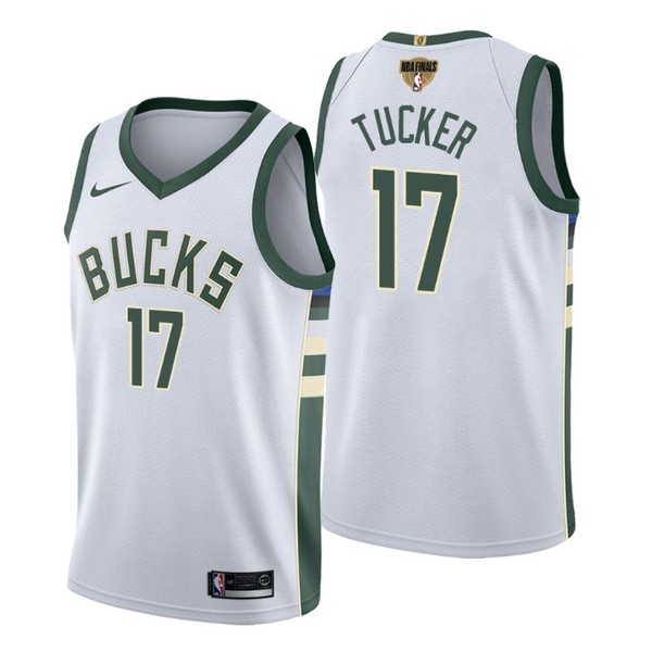 Personalized Men’s #17 P.J. Tucker Milwaukee Bucks 2021 NBA Finals Jersey White Association