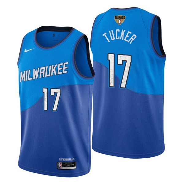 Personalized Men’s #17 P.J. Tucker Milwaukee Bucks 2021 NBA Finals Jersey Blue