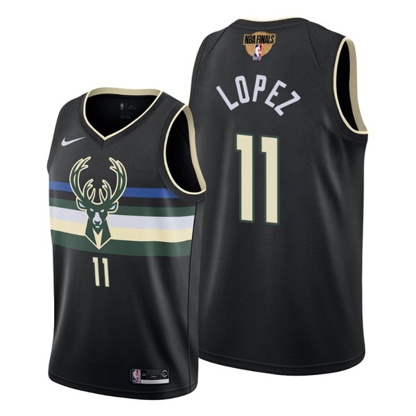 Personalized Men’s #11 Brook Lopez Milwaukee Bucks 2021 NBA Finals Jersey Statement White