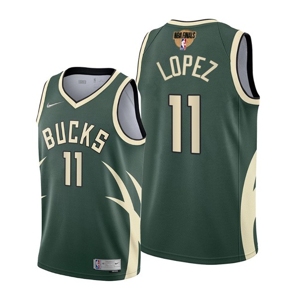 Personalized Men’s #11 Brook Lopez Milwaukee Bucks 2021 NBA Finals Jersey Green Earned