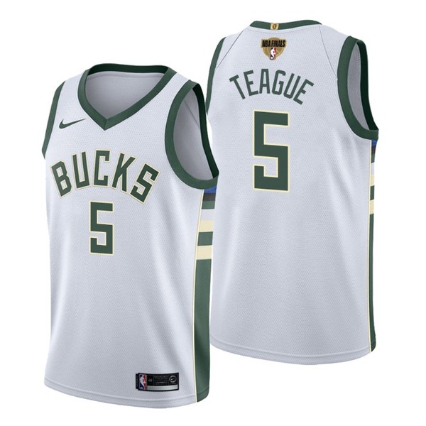 Personalized Men’s #5 Jeff Teague Milwaukee Bucks 2021 NBA Finals Jersey White Association