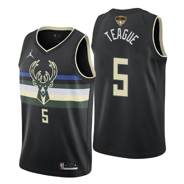 Personalized Men’s #5 Jeff Teague Milwaukee Bucks 2021 NBA Finals Jersey Statement White