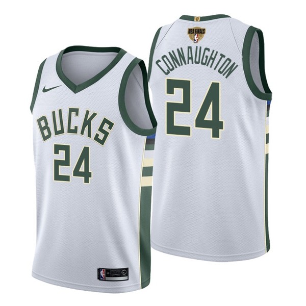 Personalized Men’s #24 Pat Connaughton Milwaukee Bucks 2021 NBA Finals Jersey White Association