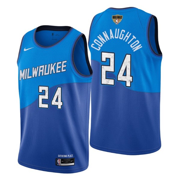 Personalized Men’s #24 Pat Connaughton Milwaukee Bucks 2021 NBA Finals Jersey Blue