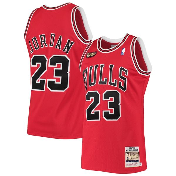 Personalized Men’s Chicago Bulls #23 Michael Jordan Red NBA Final Hardwood Classics Jersey Stitched