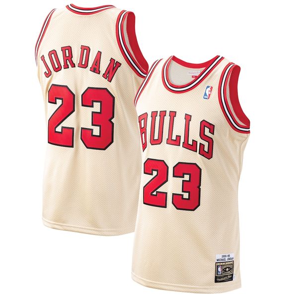 Personalized Men’s Chicago Bulls #23 Michael Jordan Cream 1995-96 Hardwood Classic Jersey Stitched