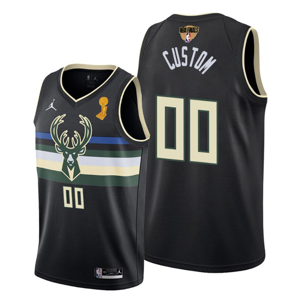 Personalized Men’s Milwaukee Bucks 2021 NBA Finals Champions Jersey Black Statement