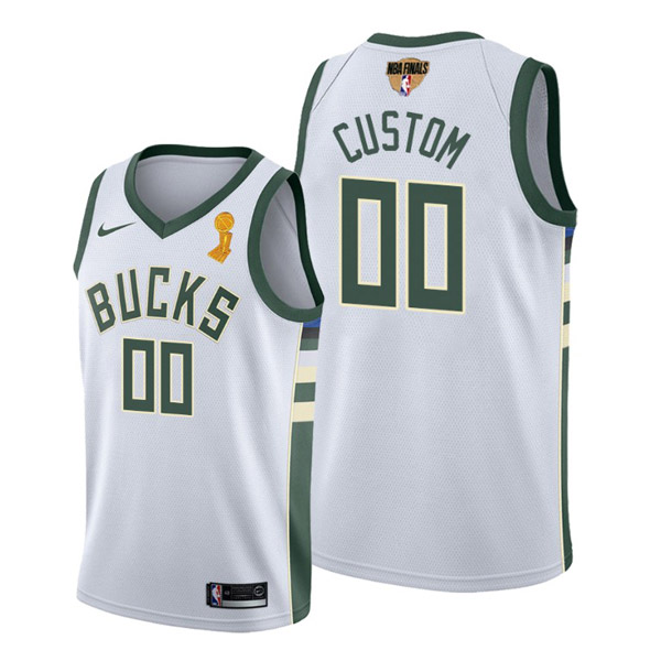 Personalized Men’s Milwaukee Bucks 2021 NBA Finals Champions Jersey White Association
