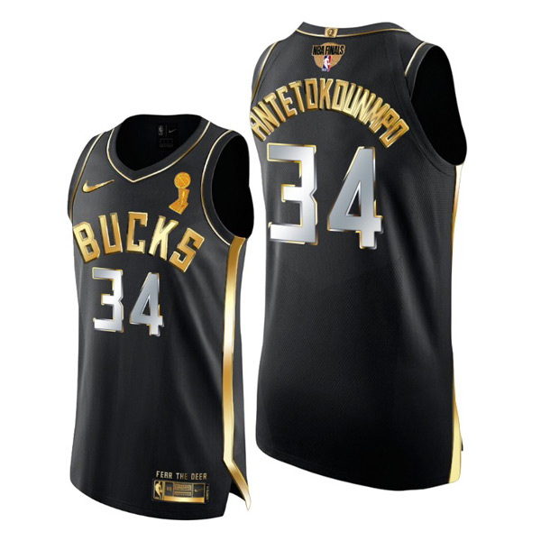 Personalized Men’s Giannis Antetokounmpo Milwaukee Bucks 2021 NBA Finals Champions Jersey