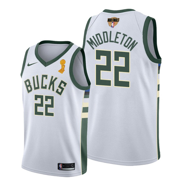 Personalized Men’s Khris Middleton Milwaukee Bucks 2021 NBA Finals Champions Jersey White Association