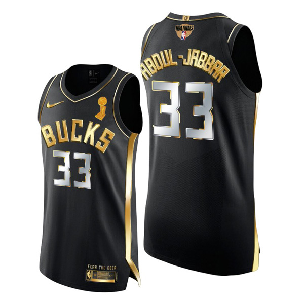 Personalized Men’s #33 Kareem Abdul Jabbar Milwaukee Bucks 2021 NBA Finals Champions Jersey