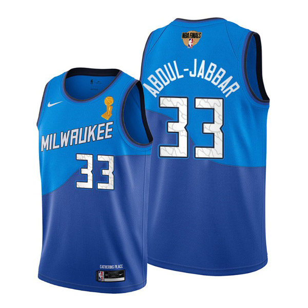 Personalized Men’s #33 Kareem Abdul Jabbar Milwaukee Bucks 2021 NBA Finals Champions Jersey