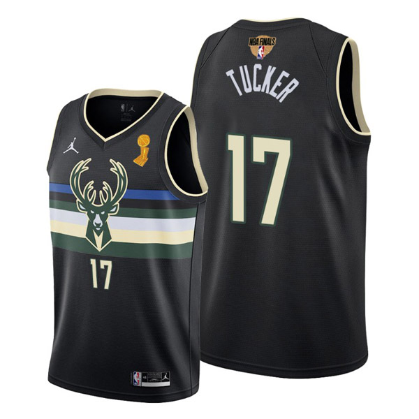Personalized Men’s P.J. Tucker Milwaukee Bucks 2021 NBA Finals Champions Jersey Black Statement