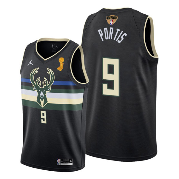 Personalized Youth Bobby Portis Milwaukee Bucks 2021 NBA Finals Champions Jersey Black Statement