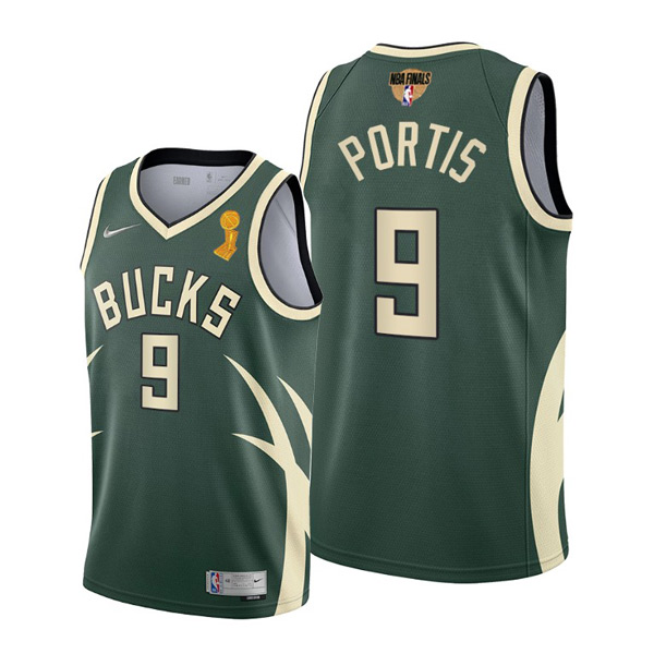 Personalized Youth Bobby Portis Milwaukee Bucks 2021 NBA Finals Champions Jersey Green Earned
