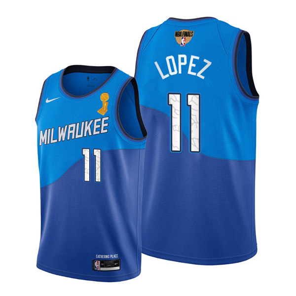 Personalized Youth Brook Lopez Milwaukee Bucks 2021 NBA Finals Champions Jersey
