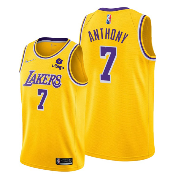 Personalized Men’s #7 Carmelo Anthony Los Angeles Lakers Gold Icon 75th Anniversary Diamond Jersey Stitched