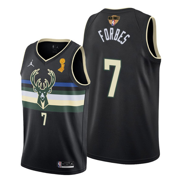Personalized Youth Bryn Forbes Milwaukee Bucks 2021 NBA Finals Champions Jersey Black Statement