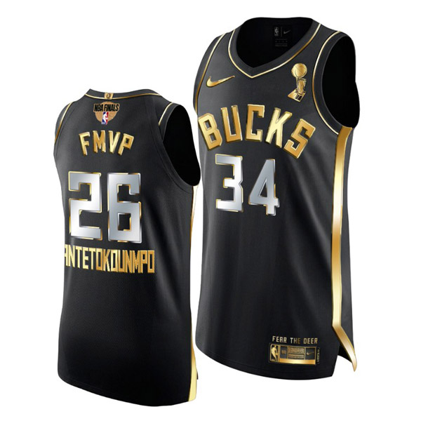 Personalized Youth FMVP Giannis Antetokounmpo Milwaukee Bucks 2021 NBA Finals Champions Jersey