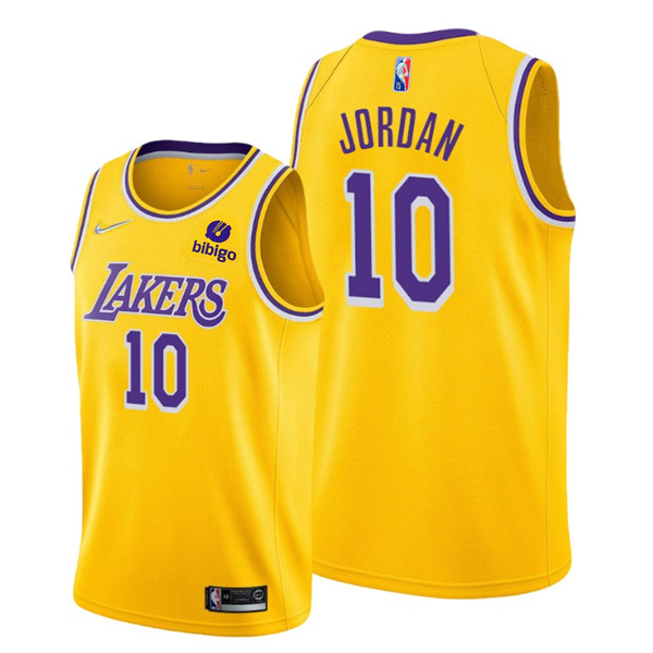 Personalized Men’s #10 DeAndre Jordan Los Angeles Lakers Gold Icon 75th Anniversary Diamond Jersey Stitched
