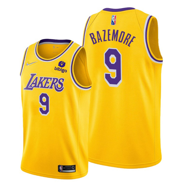 Personalized Men’s #9 Kent Bazemore Los Angeles Lakers Gold Icon 75th Anniversary Diamond Jersey Stitched