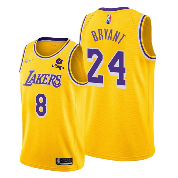 Personalized Men’s #24 Kobe Bryant Los Angeles Lakers Gold Icon 75th Anniversary Diamond Jersey Stitched