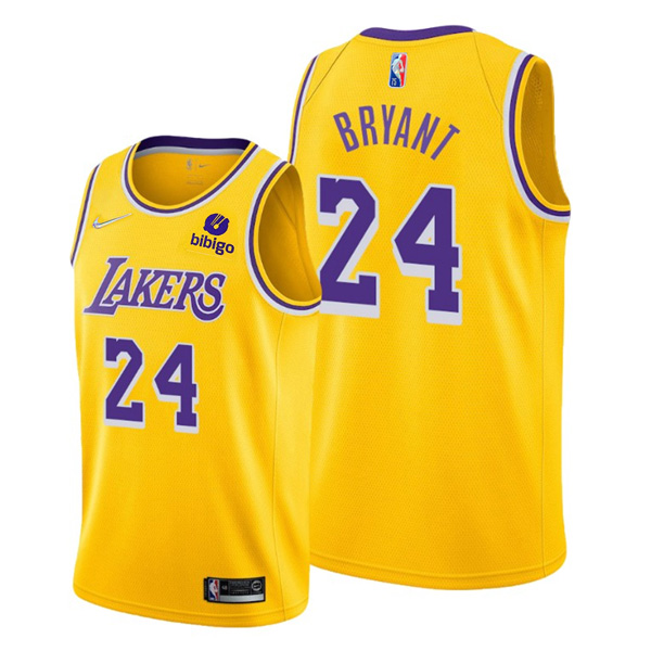 Personalized Men’s #8 #24 Kobe Bryant Los Angeles Lakers Gold Icon 75th Anniversary Diamond Jersey Stitched