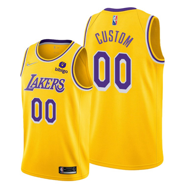 Personalized Men’s Los Angeles Lakers Gold Icon 75th Anniversary Diamond Jersey Stitched