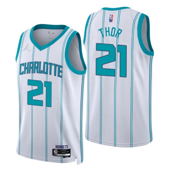 Personalized Men’s JT Thor Charlotte Hornets 75th Anniversary Diamond Jersey White Association