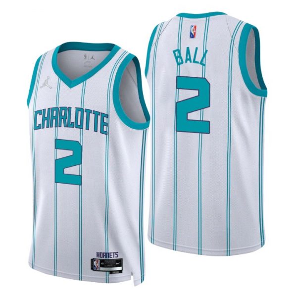 Personalized Men’s Lamelo Ball Charlotte Hornets 75th Anniversary Diamond Jersey White Association