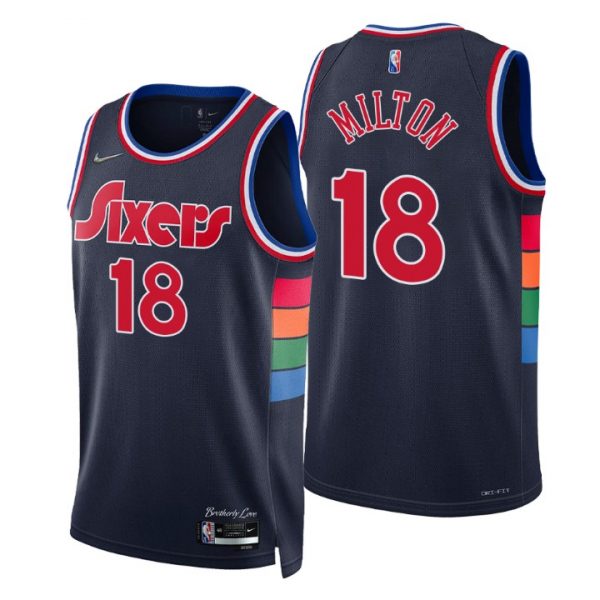 Personalized Men’s Shake Milton Philadelphia 76ers 75th Anniversary Diamond Jersey