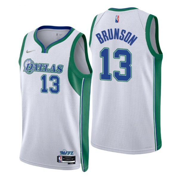 Personalized Men’s Jalen Brunson Dallas Mavericks 75th Anniversary Diamond Jersey White City